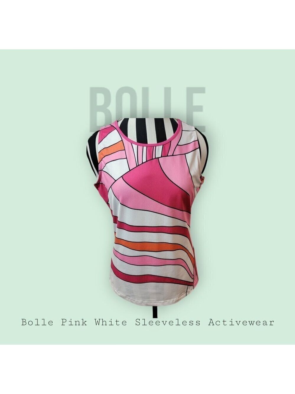 Bolle Women’s Tennis Golf Top Size M Pink White Orange Sleeveless Activewear